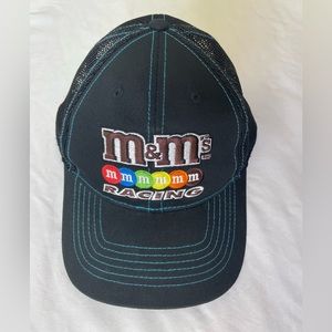 M&M's Racing Hat #18 Kyle Busch Mesh Snap Back NASCAR Black w/ Blue Stitch Cap